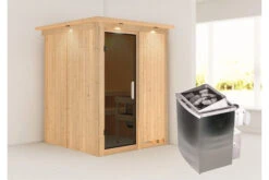 KARIBU Norin Sauna, Naturbelassen, Fichte, 165 X 165 X 202 Cm, Fronteinstieg, Mit Graphitfarbener Tür Und Kranz SETmit Ofen 4,5 KW Integr. Str. -Kettler Verkaufs-Shop 30909 4 02.jpg
