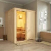 KARIBU Norin Sauna, Naturbelassen, Fichte, 151 X 151 X 198 Cm, Fronteinstieg, Mit Klarglastür, SET Mit Ofen 4,5 KW Integr. Str. -Kettler Verkaufs-Shop 30910 1 01.jpg