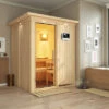 KARIBU Norin Sauna, Naturbelassen, Fichte, 165 X 165 X 202 Cm, Fronteinstieg, Mit Klarglastür Und Kranz, SET Mit Ofen 4,5 KW Ext. Strg. Easy -Kettler Verkaufs-Shop 30910 5 01.jpg