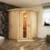 KARIBU Larin Sauna, Naturbelassen, Fichte, 165 X 165 X 202 Cm, Eckeinstieg, Mit Energiespartür Und Kranz, SET Mit Ofen 4,5 KW Integr. Str. -Kettler Verkaufs-Shop 30911 4 01.jpg