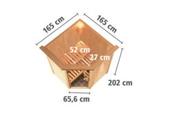 KARIBU Larin Sauna, Naturbelassen, Fichte, 165 X 165 X 202 Cm, Eckeinstieg,mit Graphitfarbener Tür Und Kranz, SET Mit Ofen 4,5 KW Integr. Str. -Kettler Verkaufs-Shop 30913 4 05.jpg