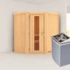 KARIBU Taurin Sauna, Naturbelassen, Fichte, 170 X 151 X 198 Cm, Eckeinstieg, Mit Energiespartür, SET Mit Ofen 4,5 KW Integr. Str. -Kettler Verkaufs-Shop 30915 1 01.jpg