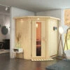 KARIBU Taurin Sauna, Naturbelassen, Fichte, 184 X 165 X 202 Cm, Eckeinstieg, Mit Energiespartür Und Kranz, SET Mit Ofen 4,5 KW Ext. Strg. Easy -Kettler Verkaufs-Shop 30915 5 01.jpg