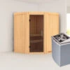 KARIBU Taurin Sauna, Naturbelassen, Fichte, 170 X 151 X 198 Cm, Eckeinstieg, Mit Graphitfarbener Tür, SET Mit Ofen 4,5 KW Integr. Str. 1 KARIBU Taurin Sauna, Naturbelassen, Fichte, 170 X 151 X 198 Cm, Eckeinstieg, Mit Graphitfarbener Tür, SET Mit Ofen 4,5 KW Integr. Str. -Kettler Verkaufs-Shop 30917 1 01.jpg