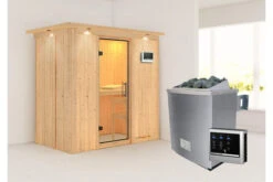 KARIBU Variado Sauna, Naturbelassen, Fichte, 210 X 132 X 202 Cm, Fronteinstieg, Mit Klarglastür Und Kranz, SET Mit Ofen 4,5 KW Ext. Strg. Easy -Kettler Verkaufs-Shop 30922 5 03.jpg