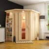 KARIBU Carin Sauna, Naturbelassen, Fichte, 210 X 165 X 202 Cm, Eckeinstieg,mit Energiespartür Und Kranz SETmit Ofen 4,5 KW Integr. Str. -Kettler Verkaufs-Shop 30928 4 01.jpg