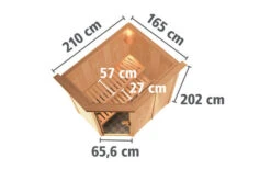 KARIBU Carin Sauna, Naturbelassen, Fichte, 210 X 165 X 202 Cm, Eckeinstieg,mit Energiespartür Und Kranz SETmit Ofen 4,5 KW Ext. Strg. Easy -Kettler Verkaufs-Shop 30928 5 05.jpg