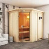 KARIBU Carin Sauna, Naturbelassen, Fichte, 210 X 165 X 202 Cm, Eckeinstieg,mit Bronzierter Tür Und Kranz SETmit Ofen 4,5 KW Ext. Strg. Easy 1 KARIBU Carin Sauna, Naturbelassen, Fichte, 210 X 165 X 202 Cm, Eckeinstieg,mit Bronzierter Tür Und Kranz SETmit Ofen 4,5 KW Ext. Strg. Easy -Kettler Verkaufs-Shop 30929 5 01.jpg