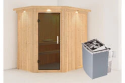KARIBU Carin Sauna, Naturbelassen, Fichte, 210 X 165 X 202 Cm, Eckeinstieg,mit Graphitfarbener Tür Und Kranz SETmit Ofen 4,5 KW Integr. Str. 14 KARIBU Carin Sauna, Naturbelassen, Fichte, 210 X 165 X 202 Cm, Eckeinstieg,mit Graphitfarbener Tür Und Kranz SETmit Ofen 4,5 KW Integr. Str. -Kettler Verkaufs-Shop 30930 4 02.jpg