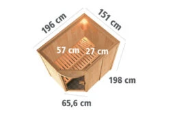 KARIBU Lavea Sauna, Naturbelassen, Fichte, 151 X 196 X 198 Cm, Eckeinstieg,mit Rundbogenelement SET Mit Ofen 4,5 KW Ext. Strg. Easy -Kettler Verkaufs-Shop 30935 2 05.jpg