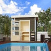 KARIBU Jorgen Saunahaus, Terragrau, Fichte, 196 X 146 X 190 Cm, Fronteinstieg, Mit Moderner Tür SET Mit Ofen 9 KW Ext. Strg. Modern -Kettler Verkaufs-Shop 30936 2 01.jpg