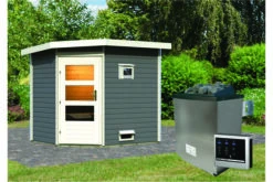 KARIBU Mikka Saunahaus, Terragrau, Fichte, 231 X 196 X 190 Cm, Eckeinstieg, Mit Moderner Tür SET Mit Ofen 9 KW Ext. Strg. -Kettler Verkaufs-Shop 30939 2 02.jpg