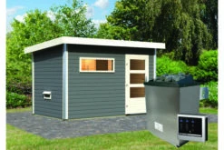KARIBU Skrollan 1 Saunahaus, Terragrau, Fichte, 336 X 196 X 195 Cm, Fronteinstieg, Mit Moderner Tür SET Mit Fenster, Ofen 9 KW Ext. Strg. Easy -Kettler Verkaufs-Shop 30941 2 03.jpg