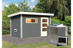 KARIBU Skrollan 1 Saunahaus, Terragrau, Fichte, 336 X 196 X 195 Cm, Fronteinstieg, Mit Moderner Tür SET Mit Fenster, Ofen 9 KW Bio Ext. Strg. Easy -Kettler Verkaufs-Shop 30941 3 03.jpg