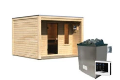 KARIBU Eldor Saunahaus, Naturbelassen, Fichte, 276x276x210 Cm, Mit Bronzierter Tür, Terrasse Und 9 KW Ofen -Kettler Verkaufs-Shop 31316 2 03.jpg