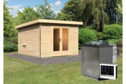 KARIBU Mainburg 1 Saunahaus, Naturbelassen, Fichte, 309x309x229 Cm, SET A Mit Doppelflügeltür, Vorraum Und 9 KW Bio-Ofen -Kettler Verkaufs-Shop 31317 3 02.jpg