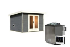 KARIBU Mainburg 1 Saunahaus, Terragrau, Fichte, 309x309x229 Cm, SET 1 Mit Doppelflügeltür, Vorraum Und 9 KW Bio-Ofen -Kettler Verkaufs-Shop 31317 6 03.jpg