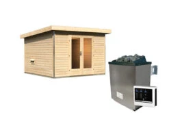 KARIBU Mainburg 1 Saunahaus, Naturbelassen, Fichte, 309x309x229 Cm, SET B Mit Doppelflügeltür, Vorraum Und 9 KW Ofen -Kettler Verkaufs-Shop 31318 2 03.jpg