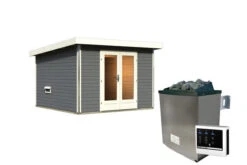 KARIBU Mainburg 1 Saunahaus, Terragrau, Fichte, 309x309x229 Cm, SET B Mit Doppelflügeltür, Vorraum Und 9 KW Ofen 19 KARIBU Mainburg 1 Saunahaus, Terragrau, Fichte, 309x309x229 Cm, SET B Mit Doppelflügeltür, Vorraum Und 9 KW Ofen -Kettler Verkaufs-Shop 31318 5 02.jpg