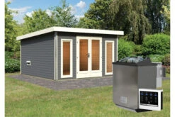 KARIBU Mainburg 3 Saunahaus, Terragrau, Fichte, 369x369x229 Cm, SET A Mit Doppelflügeltür, Vorraum Und 9 KW Bio-Ofen -Kettler Verkaufs-Shop 31321 6 02.jpg