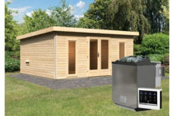 KARIBU Mainburg 4 Saunahaus, Naturbelassen, Fichte, 490x368x229 Cm, SET B Mit Doppelflügeltür, Vorraum Und 9 KW Bio-Ofen -Kettler Verkaufs-Shop 31324 3 02.jpg