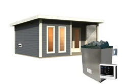 KARIBU Mainburg 5 Saunahaus, Terragrau, Fichte, 508x368x253 Cm, SET A Mit Doppelflügeltür, Terrasse Und 9 KW Ofen -Kettler Verkaufs-Shop 31325 5 03.jpg