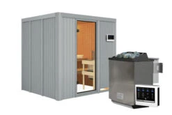 KARIBU Sodin Sauna, Lichtgrau, Fichte, 196x170x198 Cm, Inkl. Fronteinstieg, Ganzglastür Und 4,5 KW Bio-Ofen Ext. Strg. 17 KARIBU Sodin Sauna, Lichtgrau, Fichte, 196x170x198 Cm, Inkl. Fronteinstieg, Ganzglastür Und 4,5 KW Bio-Ofen Ext. Strg. -Kettler Verkaufs-Shop 31329 4 02.jpg