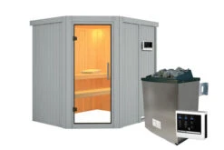 KARIBU Siirin Sauna, Lichtgrau, Fichte, 196x170x198 Cm, Inkl. Eckeinstieg, Ganzglastür Und 4,5 KW Ofen Ext. Strg. 16 KARIBU Siirin Sauna, Lichtgrau, Fichte, 196x170x198 Cm, Inkl. Eckeinstieg, Ganzglastür Und 4,5 KW Ofen Ext. Strg. -Kettler Verkaufs-Shop 31330 3 02.jpg