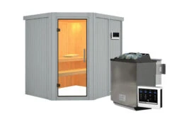KARIBU Siirin Sauna, Lichtgrau, Fichte, 196x170x198 Cm, Inkl. Eckeinstieg, Ganzglastür Und 4,5 KW Bio-Ofen Ext. Strg. -Kettler Verkaufs-Shop 31330 4 02.jpg