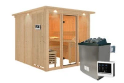 KARIBU Askja Sauna-Set, Naturbelassen, Fichte, 240x248x202 Cm Inkl. Kranz, Ganzglastür Und 9 KW Ofen Ext. Strg. -Kettler Verkaufs-Shop 31335 3 03.jpg