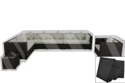 OUTFLEXX Premium Abdeckhauben-Set Für Lounges, 3-teilig, Tisch 42 X 42 Cm, Schwarz, Wasserbeständig