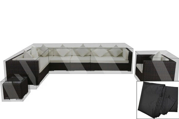 OUTFLEXX Premium Abdeckhauben-Set Für Lounges, 3-teilig, Tisch 42 X 42 Cm, Schwarz, Wasserbeständig 3 OUTFLEXX Premium Abdeckhauben-Set Für Lounges, 3-teilig, Tisch 42 X 42 Cm, Schwarz, Wasserbeständig