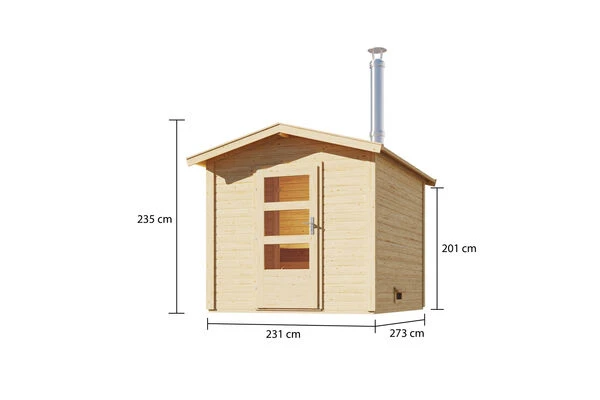 KARIBU Bosse 1 Saunahaus, Naturbelassen, Fichte, 231x273x235 Cm, Moderne Tür & Holzofen Inkl. Schornstein 7 KARIBU Bosse 1 Saunahaus, Naturbelassen, Fichte, 231x273x235 Cm, Moderne Tür & Holzofen Inkl. Schornstein – Bild 5