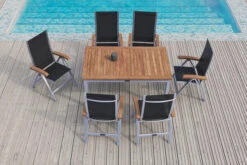 VILLANA Esstischgarnitur, Silber/schwarz, Alu/ FSC-Akazienholz, Ausziehtisch 150/200 Cm, 6 Multipositionssessel -Kettler Verkaufs-Shop 3 16462.jpg