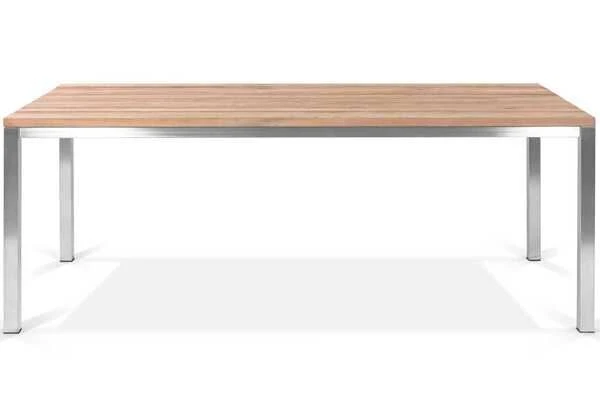 OUTFLEXX Esstischgarnitur, Edelstahl / FSC-Teak, Tisch 200 X 100 Cm, 6 Freischwinger Padded, Schwarz 5 OUTFLEXX Esstischgarnitur, Edelstahl / FSC-Teak, Tisch 200 X 100 Cm, 6 Freischwinger Padded, Schwarz – Bild 3