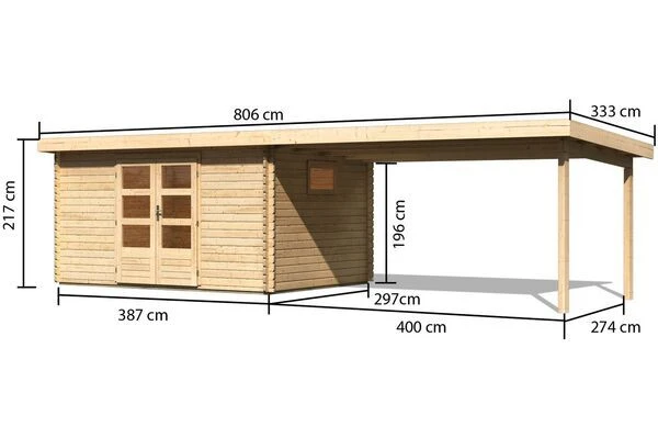 KARIBU Blockbohlenhaus Trittau 5, Fichtenholz Ca. 40 Mm, Pultdach 5 KARIBU Blockbohlenhaus Trittau 5, Fichtenholz Ca. 40 Mm, Pultdach – Bild 3
