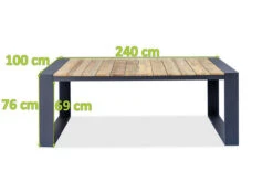 OUTFLEXX Kona Esstisch, Dark Grey/natur, Alu/recycled FSC®-Teak, 240x100x76cm, Rustikal Gebürstet, U-Gestell -Kettler Verkaufs-Shop 3 20326.jpg