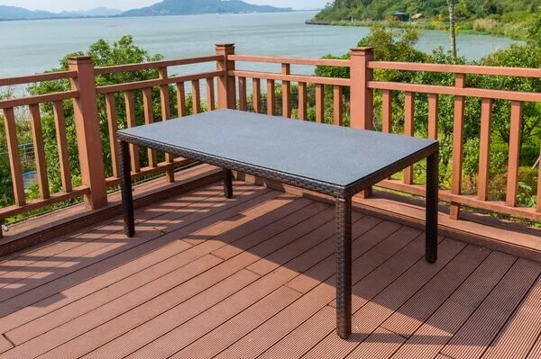 OUTFLEXX Dining Set, Braun Marmoriert, Polyrattan, Tisch 180x100cm, Spraystone, 6mm, 6 Sessel 5 OUTFLEXX Dining Set, Braun Marmoriert, Polyrattan, Tisch 180x100cm, Spraystone, 6mm, 6 Sessel – Bild 3