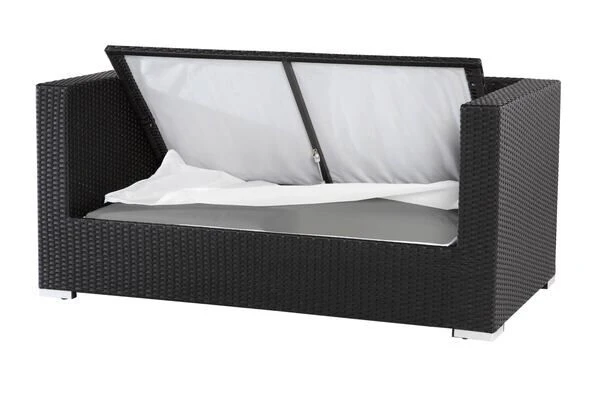 OUTFLEXX 2-Sitzer Sofa, Schwarz, Polyrattan 152x85x70cm, Inkl. Polster Und Wasserfeste Kissenbox 5 OUTFLEXX 2-Sitzer Sofa, Schwarz, Polyrattan 152x85x70cm, Inkl. Polster Und Wasserfeste Kissenbox – Bild 3