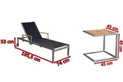 OUTFLEXX Sonnenliegen-Set, Schwarz, Edelstahl/FSC-Teak, 195,5x74x35cm, Mit Armlehnen, Inkl. Beistelltisch 45x45cm -Kettler Verkaufs-Shop 4 16545.jpg