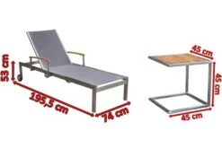 OUTFLEXX Sonnenliegen-Set, Taupe, Edelstahl/FSC-Teak, 195,5x74x35cm, Mit Armlehnen, Inkl. Beistelltisch 45x45cm -Kettler Verkaufs-Shop 4 16547.jpg