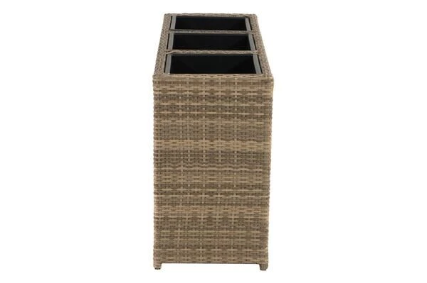 Ploß Rabida Pflanzgefäß, Champagner-meliert, Polyrattan, 113x40x70 Cm, Mit 3 Kunststoffeinsätzen 6 Ploß Rabida Pflanzgefäß, Champagner-meliert, Polyrattan, 113x40x70 Cm, Mit 3 Kunststoffeinsätzen – Bild 4