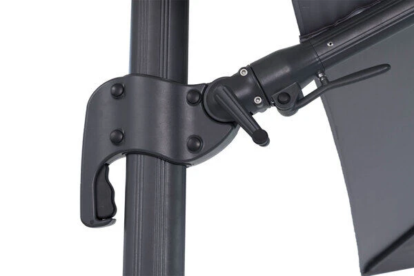 OUTFLEXX Ampelschirm, Anthrazit/grau, Alu/Polyester, 350x350cm, Inkl. Plattenständer 6 OUTFLEXX Ampelschirm, Anthrazit/grau, Alu/Polyester, 350x350cm, Inkl. Plattenständer – Bild 4