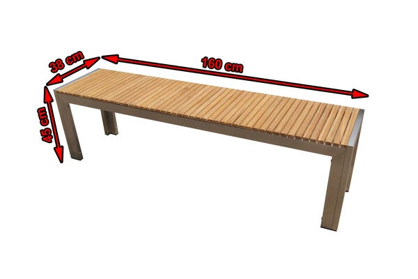 OUTFLEXX Bank Aus Edelstahl/FSC-Teakholz, 160x38x45cm 6 OUTFLEXX Bank Aus Edelstahl/FSC-Teakholz, 160x38x45cm – Bild 4