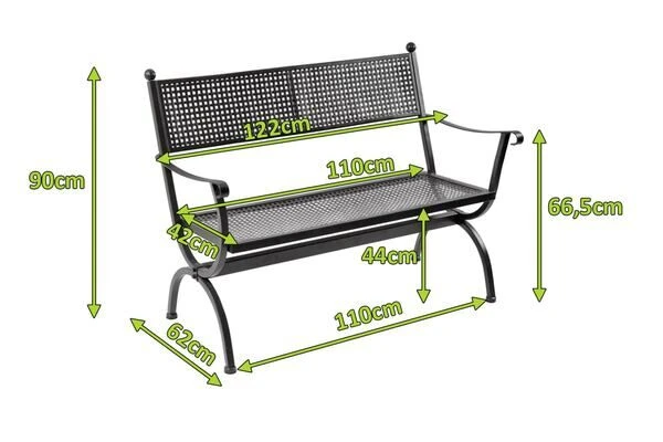 MBM Bank Romeo, Marone, Schmiedeeisen Verzinkt, Pulverbeschichtet, 2-Sitzer, 122x90x62 Cm 7 MBM Bank Romeo, Marone, Schmiedeeisen Verzinkt, Pulverbeschichtet, 2-Sitzer, 122x90x62 Cm – Bild 5