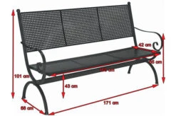 MBM Bank Romeo, Marone, Schmiedeeisen Verzinkt, Pulverbeschichtet, 3-Sitzer, 171x101x68 Cm -Kettler Verkaufs-Shop 5 10896.jpg