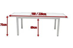 VILLANA Ausziehtisch, Silber/weiß, Alu/Sicherheitsglas, 160/220x90 Cm, Flügelmechanismus -Kettler Verkaufs-Shop 5 13395 2.jpg