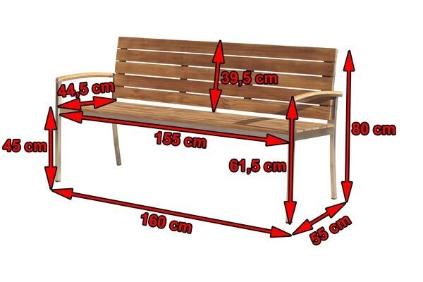 OUTFLEXX Gartenbank, FSC-Teakholz/Edelstahl, 3-Sitzer, 160x55x80cm 7 OUTFLEXX Gartenbank, FSC-Teakholz/Edelstahl, 3-Sitzer, 160x55x80cm – Bild 5
