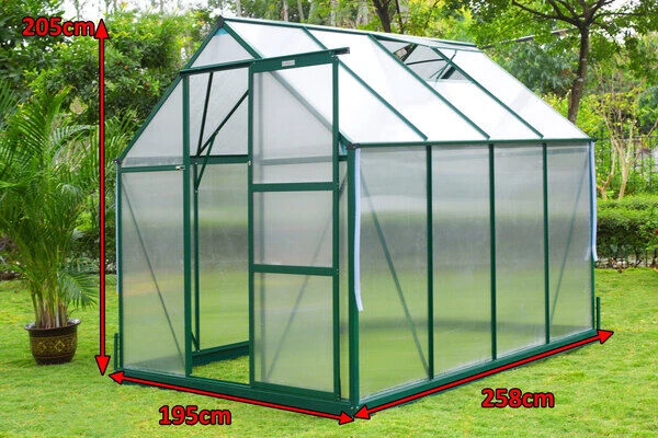 OUTFLEXX Gewächshaus, Grün, Alu/Polycarbonat, 6mm, Inkl. Fundament, Pulverb. 258 X 195 X 205 Cm 7 OUTFLEXX Gewächshaus, Grün, Alu/Polycarbonat, 6mm, Inkl. Fundament, Pulverb. 258 X 195 X 205 Cm – Bild 5