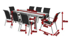 VILLANA Esstischgruppe, Silber/schwarz, Alu/Textil, Ausziehtisch 160/220 Cm, 8 Stapelstühle -Kettler Verkaufs-Shop 5 13871.jpg